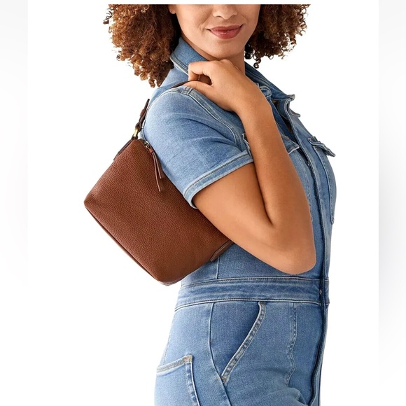New Fossil Julianna Mini Hobo Leather Medium Brown - Picture 2 of 5